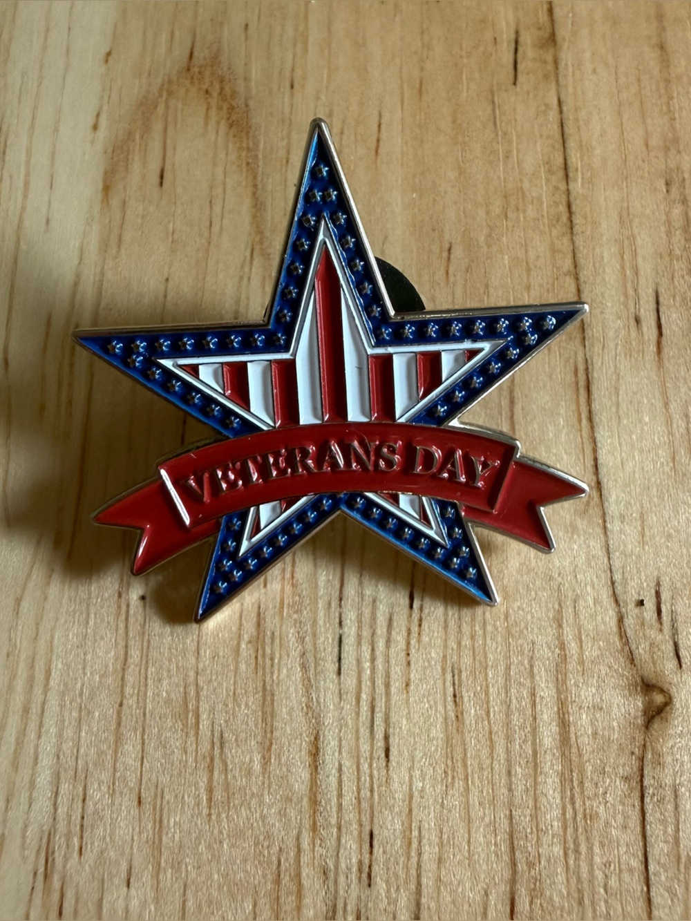 Veterans Day Patriotic Star Pin - Red, White & Blue (New)